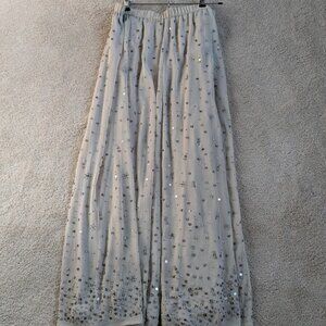 Soft Surroundings Holiday Christmas Maxi Skirt in Beige w/Sequins Petite Small